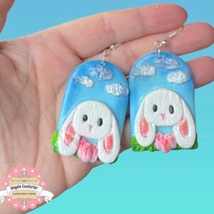 Handmade earrings handmade bunny earrings cute earrings